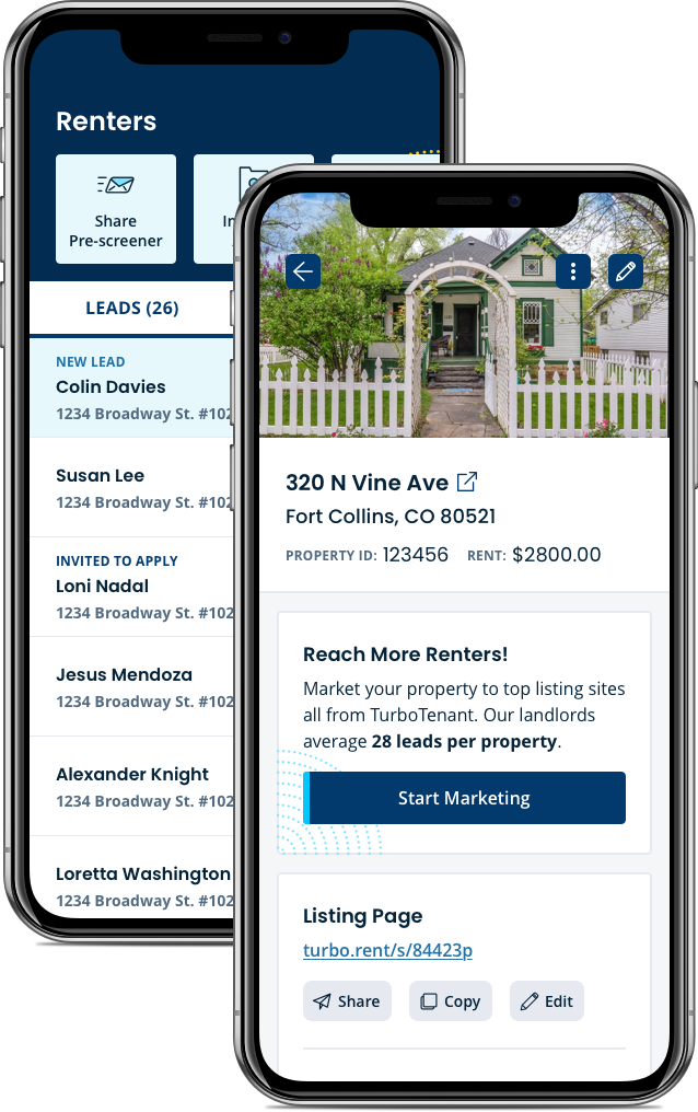 List of leads and rental listing on mobile app